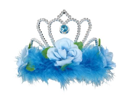 KarnevalsTeufel Diadem mit Federn und Blümchen, Gold - Rosa, Silber-Blau, in 3 verschiedenen Modellen erhältlich