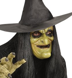 Widmann S.r.l. Maske Hexe Halbe Gesicht mit Haar in Einheitsgröße
