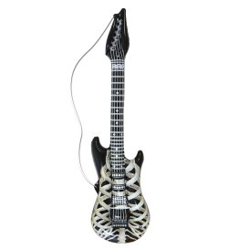 Widmann S.r.l. Aufblasbare Gitarre schwarz Skelett Metal Zombie Gothic Luftgitarre