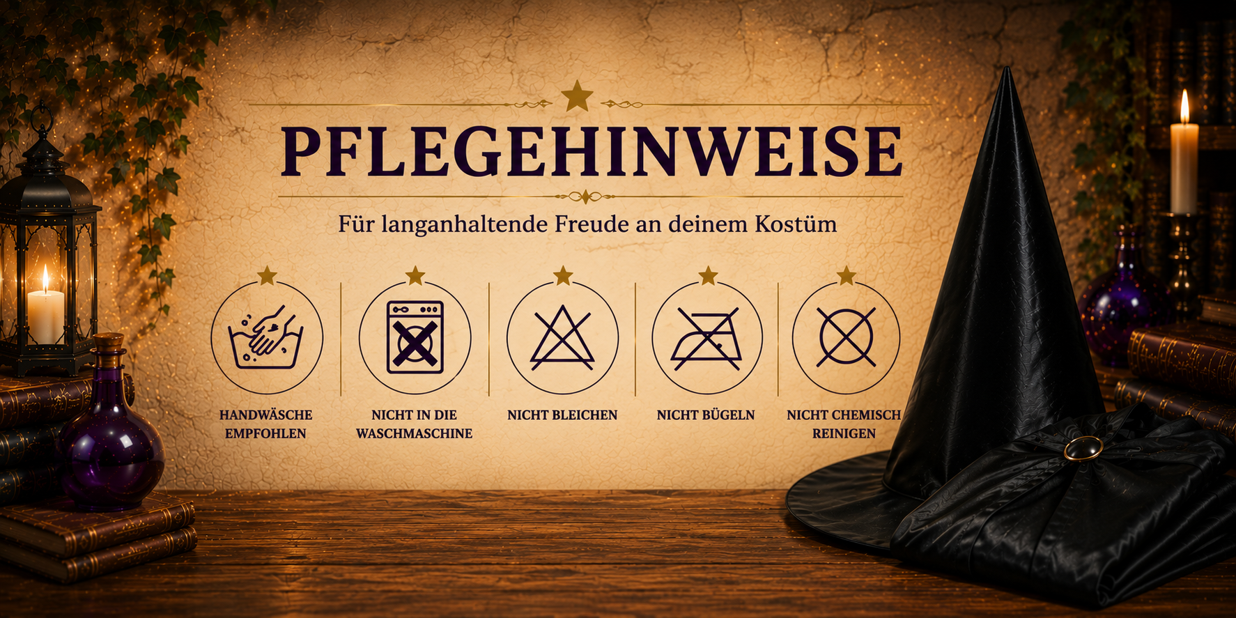 Pflegehinweise f&uuml;r das Kinder-Zauberer-Kost&uuml;m