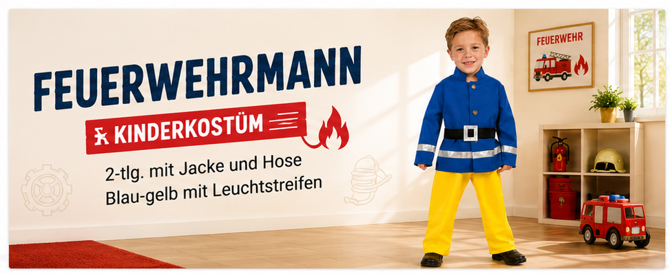 Feuerwehrmann Kinderkostüm mit Jacke, Hose und Gürtel