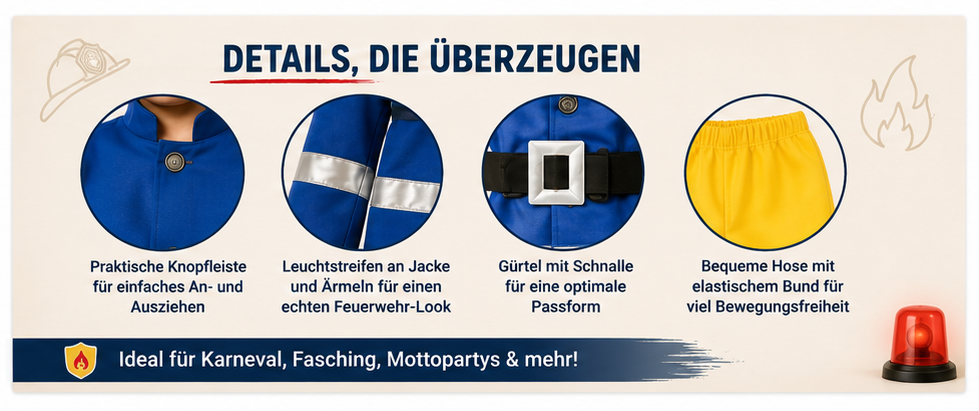 Details des Feuerwehrmann Kinderkostüms