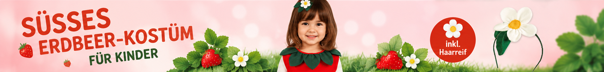 Erdbeer-Kostüm für Kinder mit Haarreif