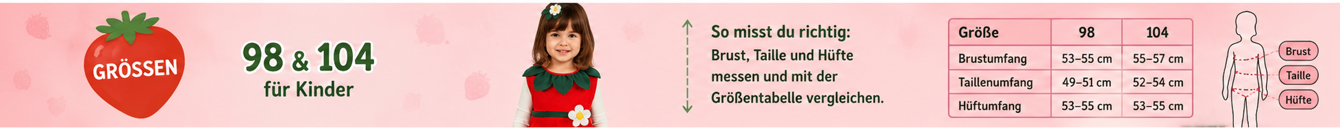 Größeninformationen Erdbeer-Kostüm