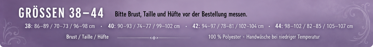 Produktdetails und Größenhinweise zum Damenkostüm Dark Princess