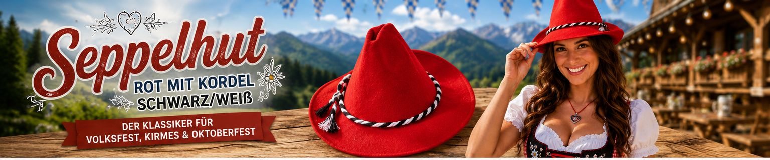 Klassischer roter Seppelhut für Volksfeste und Karneval
