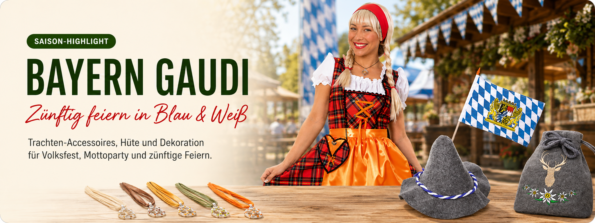 Bayern Gaudi – Trachten-Accessoires, Hüte und bayerische Dekoration