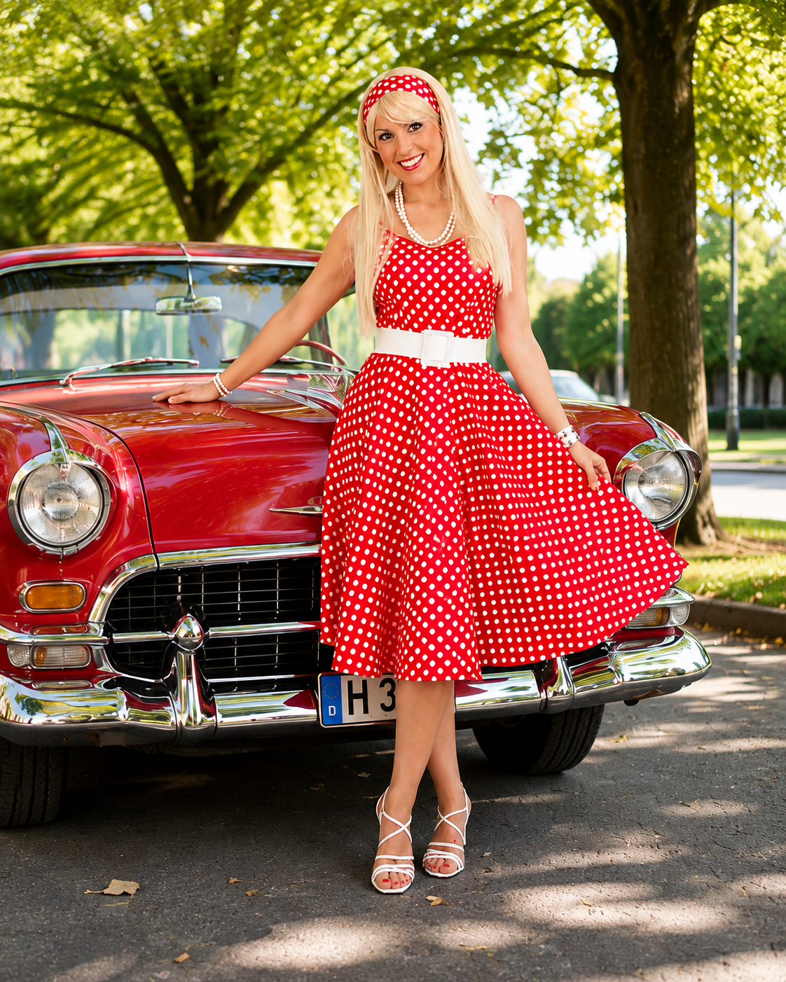 Rockabilly Kleid Betty rot weiß gepunktet