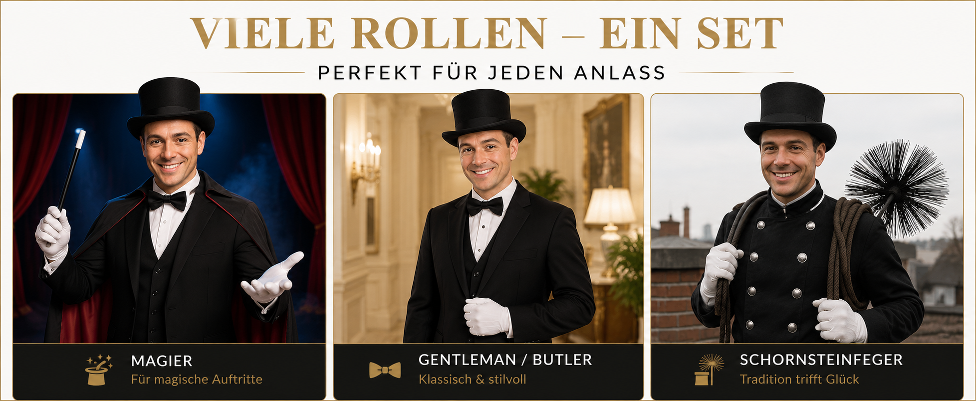 Zubehör-Set für Magier, Gentleman, Butler und Schornsteinfeger