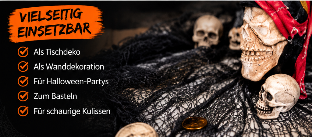 Schwarzer Gruselstoff für Halloween Tischdeko Wanddeko und Bastelideen