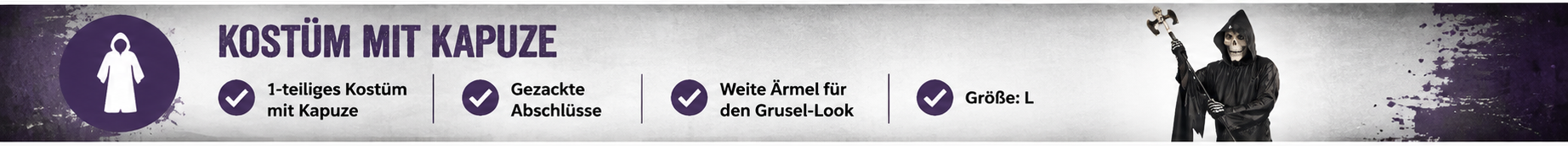 Sensemann Kostüm für Halloween Fasching Karneval und Mottopartys