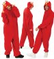 Preview: Erwachsenenkostüm Kuschelmonster Overall in rot mit Kapuze Onesie