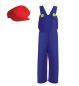 Preview: Klempner-Latzhose in blau mit roter Mütze – Blaues Outfit für kleine Handwerker, Gr. 104-128, Partyoutfit