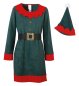 Preview: Weihnachtself Kostüm Damen 3-teiliges Set mit Kleid, Gürtel und Mütze | Lustiges Elf-Kostüm für Weihnachten und Fasching, weiches Fleece