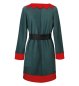 Preview: Weihnachtself Kostüm Damen 3-teiliges Set mit Kleid, Gürtel und Mütze | Lustiges Elf-Kostüm für Weihnachten und Fasching, weiches Fleece