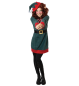 Preview: Weihnachtself Kostüm Damen 3-teiliges Set mit Kleid, Gürtel und Mütze | Lustiges Elf-Kostüm für Weihnachten und Fasching, weiches Fleece