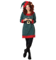Preview: Weihnachtself Kostüm Damen 3-teiliges Set mit Kleid, Gürtel und Mütze | Lustiges Elf-Kostüm für Weihnachten und Fasching, weiches Fleece