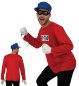 Preview: Buntes Comic Kostüm Herren – Lustige Verkleidung in Rot & Blau, Langarmshirt, Mütze & Maske – Kreatives Männerkostüm