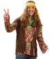 Preview: Hippie Kostüm Erwachsene Damen oder Herren – 70er Jahre Outfit mit Buntem Blumenmuster & Brauner Fransenweste – Flower Power Verkleidung