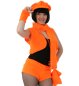 Preview: Damenkostüm-Set Plüsch Weste mit Hot-Pants in orange