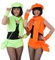 Preview: Damenkostüm-Set Plüsch Weste mit Hot-Pants in orange