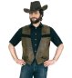 Preview: Cowboyweste, Herrenkostüm braun Lederlook mit schwarzen/dunkelbraunen Fransen Sheriff Wilder Westen Patronen Akzente offen ärmellos