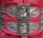 Preview: Damenkostüm 2-teilig Frauenkleid in Bordeauxrot und Gürtel in brauner Lederoptik Vintage Mittelalter Renaissance