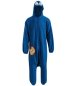 Preview: Erwachsenenkostüm Keksmonster Overall in blau mit Kapuze Onesie