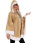 Preview: Damenkostüm Poncho Eskimo mit Kapuze, Fleece, Inuit, Eskimofrau, Fasching, Karneval, Mottoparty