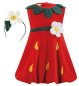 Preview: Erdbeer-Kostüm für Kinder Kleid mit Haarreif