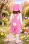Preview: Kinderkostüm Hase Latzhose in rosa und Mütze mit Hasenohren Häschen