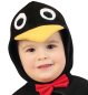 Preview: Kinderkostüm Pinguin Overall in schwarz-weiß und Cape mit Kapuze und Gesicht