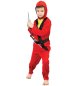 Preview: Kinder – Ninja Anzug rot mit Kapuze und Gürtel Kämpfer Verkleidung für viele Gelegenheiten Kampfkünstler