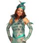 Preview: Damenkostüm Meerjungfrau Kleid mit Hut und Armstulpen Mermaid Nymphe