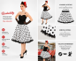 Preview: Rockabilly Tellerrock mit Polka Dots und Spitzensaum