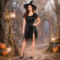Preview: Damenkostüm "Hexe Alexis" in schwarz für Erwachsene, gruselig, Halloween