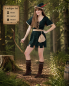 Preview: Damenkostüm Robin Hood 3-teilig – Dunkelgrünes Kleid mit Gürtel & Beutel – Mittelalter Jägerin Kostüm für Fasching & Karneval