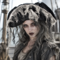 Preview: Zombie-Piratenhut für Erwachsene – Halloween Dreispitz mit Stofffetzen