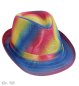 Preview: Trilby Hut bunt Sommerhut Regenbogenfarben Pride Reggae Hippie Hut Party Hut 70er Jahre