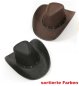 Preview: Texas Cowboyhut, sortierte Farben, Gr. 58 cm, Western, Saloon, Karneval, Wilder Westen