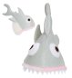 Mobile Preview: Hai-Hut in grau-weiß Mütze in Haifisch-Form mit Augen Zähnen und Flossen Raubfisch weißer Hai