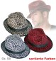 Preview: Hut Trilby Leo-Design, sortierte Farben, Gr. 58 cm, Samtoptik, Mottoparty, Partyhut, Karneval, Trilby Hut, Fashion Hut, Discohut