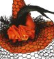 Preview: Hexenhut mit Clip in Orange für Erwachsene mit Netz und Rosen Halloween Haarschmuck Kopfbedeckung
