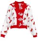 Preview: Damen Kostüm Jacke Rot-Weiß mit Clown & Köln-Wappen Design – Stylischer Blouson im kölschenen Stil, bequemer Schnitt mit Reißverschluss