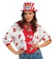 Preview: Damen Kostüm Jacke Rot-Weiß mit Clown & Köln-Wappen Design – Stylischer Blouson im kölschenen Stil, bequemer Schnitt mit Reißverschluss