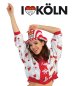 Preview: Damen Kostüm Jacke Rot-Weiß mit Clown & Köln-Wappen Design – Stylischer Blouson im kölschenen Stil, bequemer Schnitt mit Reißverschluss