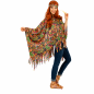 Preview: Hippie Poncho Kostüm Damen 1-tlg. – Flower Power Cape mit Fransen & Stirnband – 70er Jahre Verkleidung Karneval Fasching Motto-Party