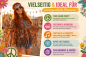 Preview: Hippie Poncho Kostüm Damen 1-tlg. – Flower Power Cape mit Fransen & Stirnband – 70er Jahre Verkleidung Karneval Fasching Motto-Party
