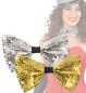 Preview: Pailletten Fliege gold silber Silvester-Accessoire Glitzer-Schleife