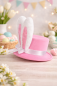 Preview: Haarreif Mini-Zylinder mit Hasenohren für Erwachsene Hase Häschen Ostern